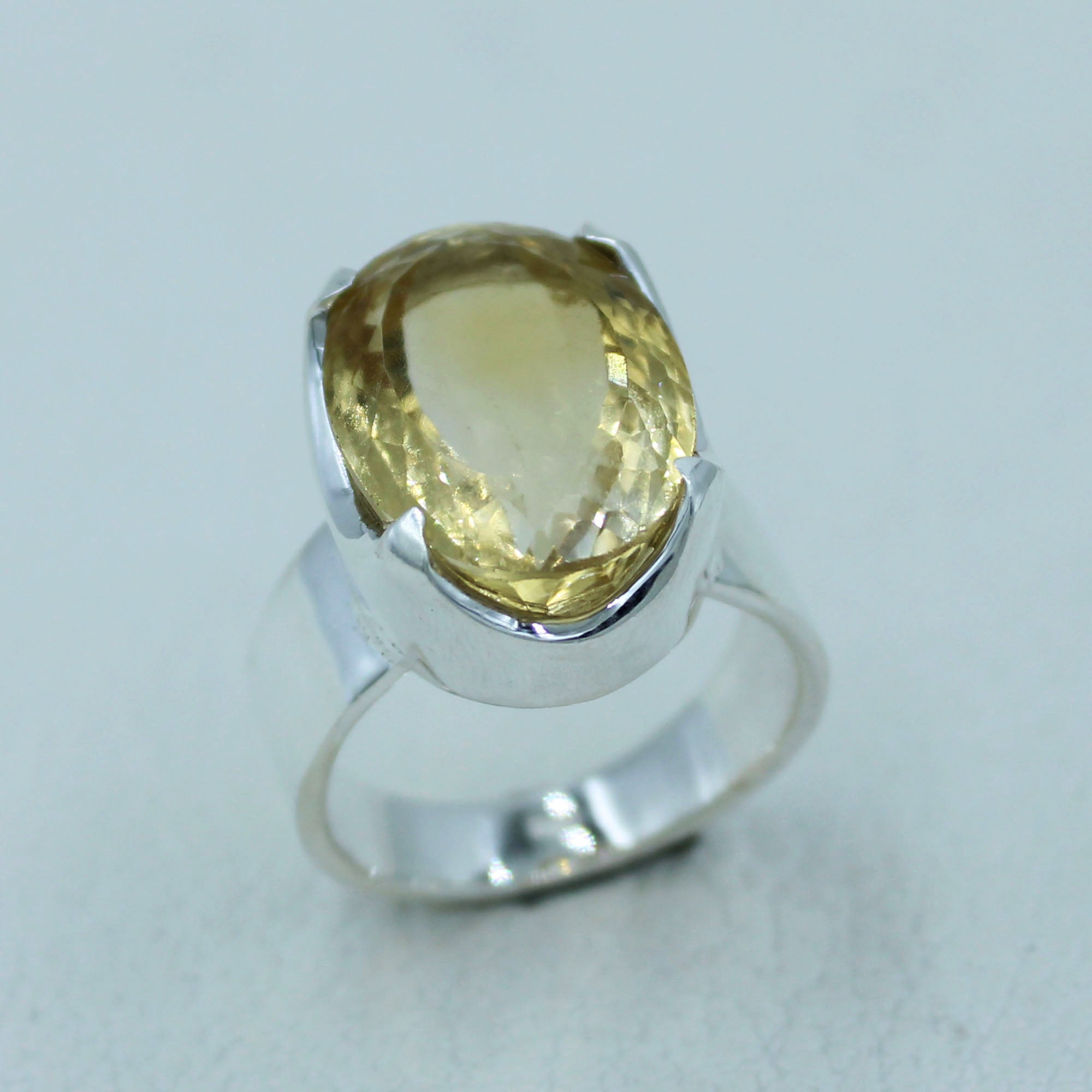 925 Sterling Silver Citrine Birthstone Ring Size 9