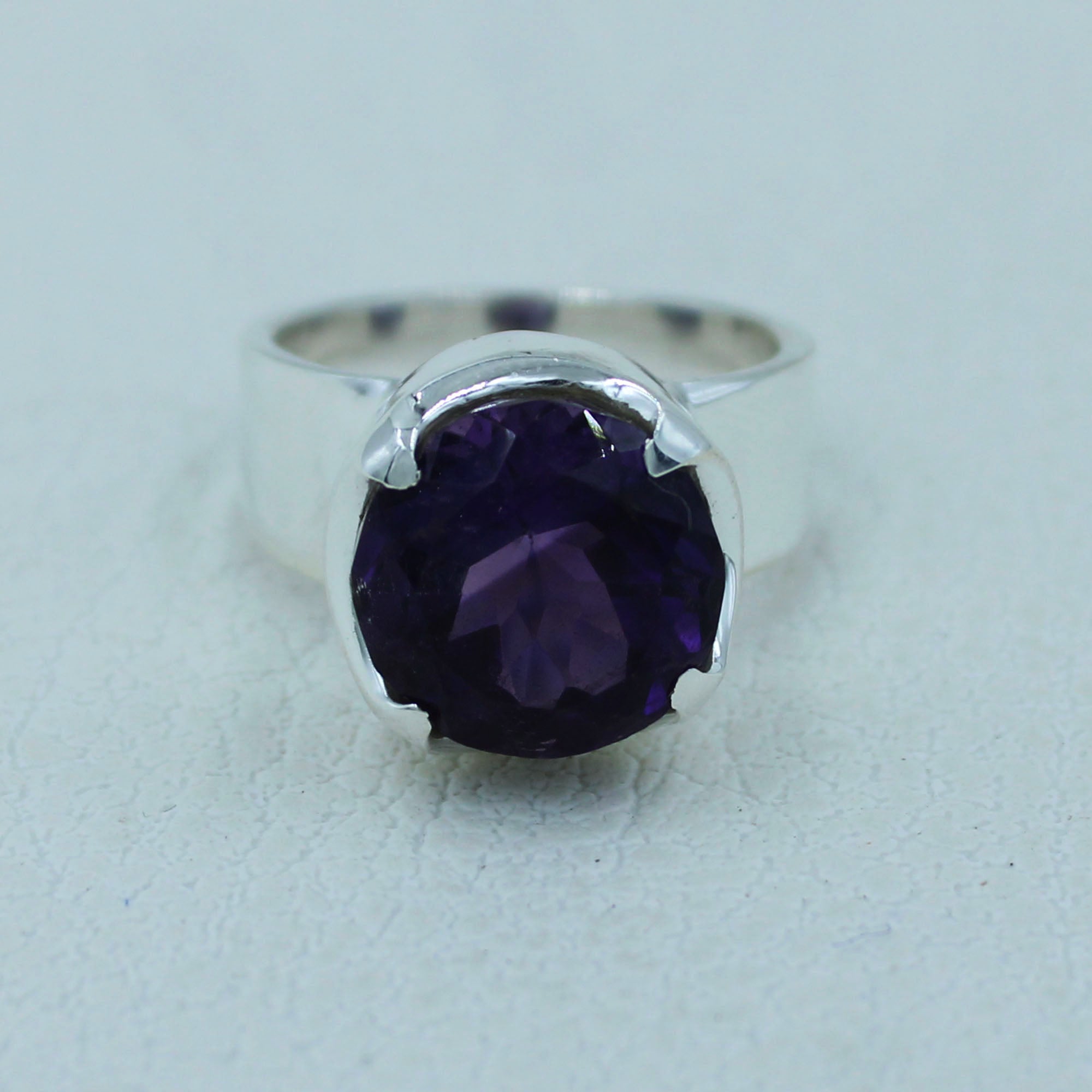 Deep Purple Amethyst Sterling Silver Ring Size 7