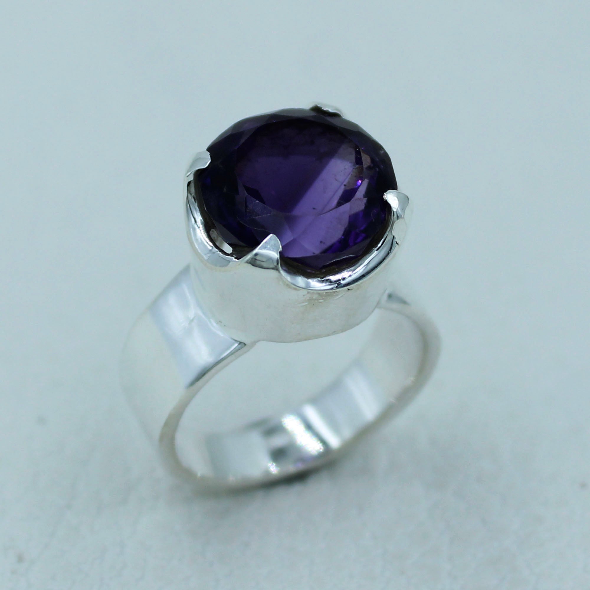 Deep Purple Amethyst Sterling Silver Ring Size 7