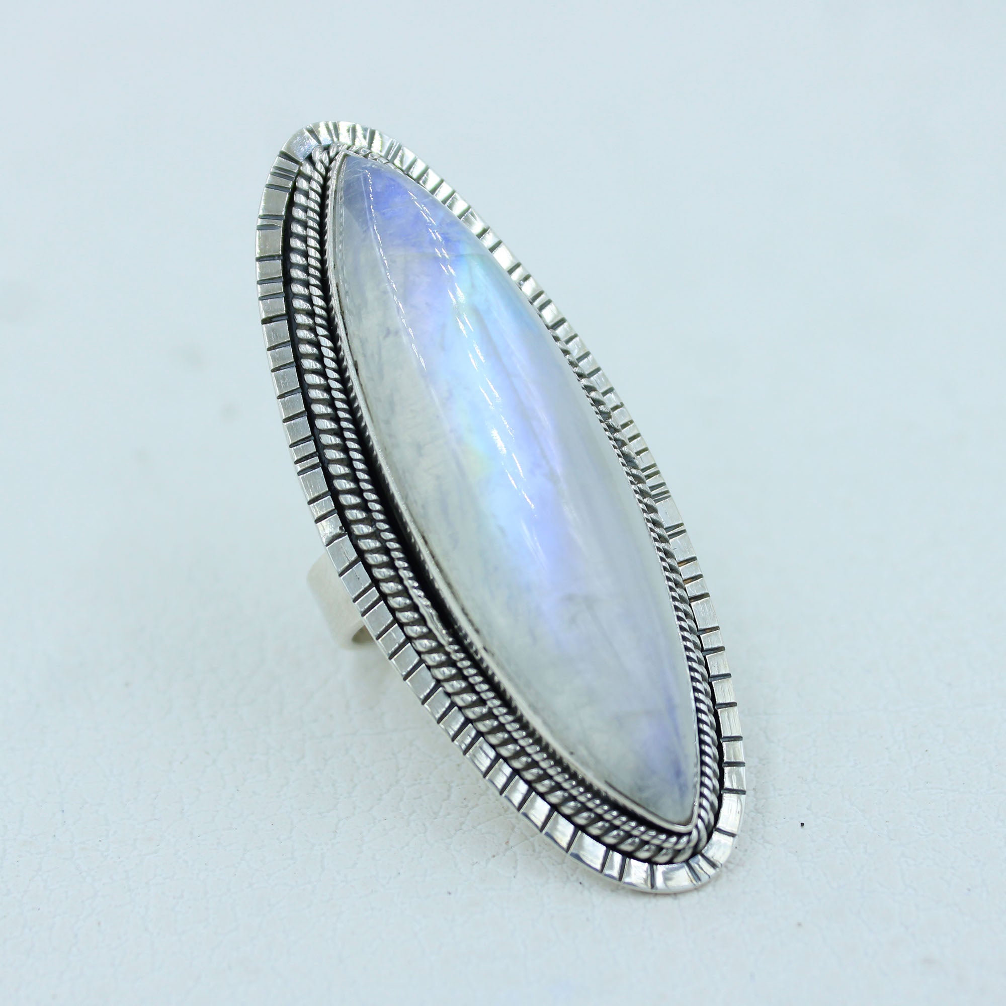 Vibrant flash Moonstone Sterling Silver Ring