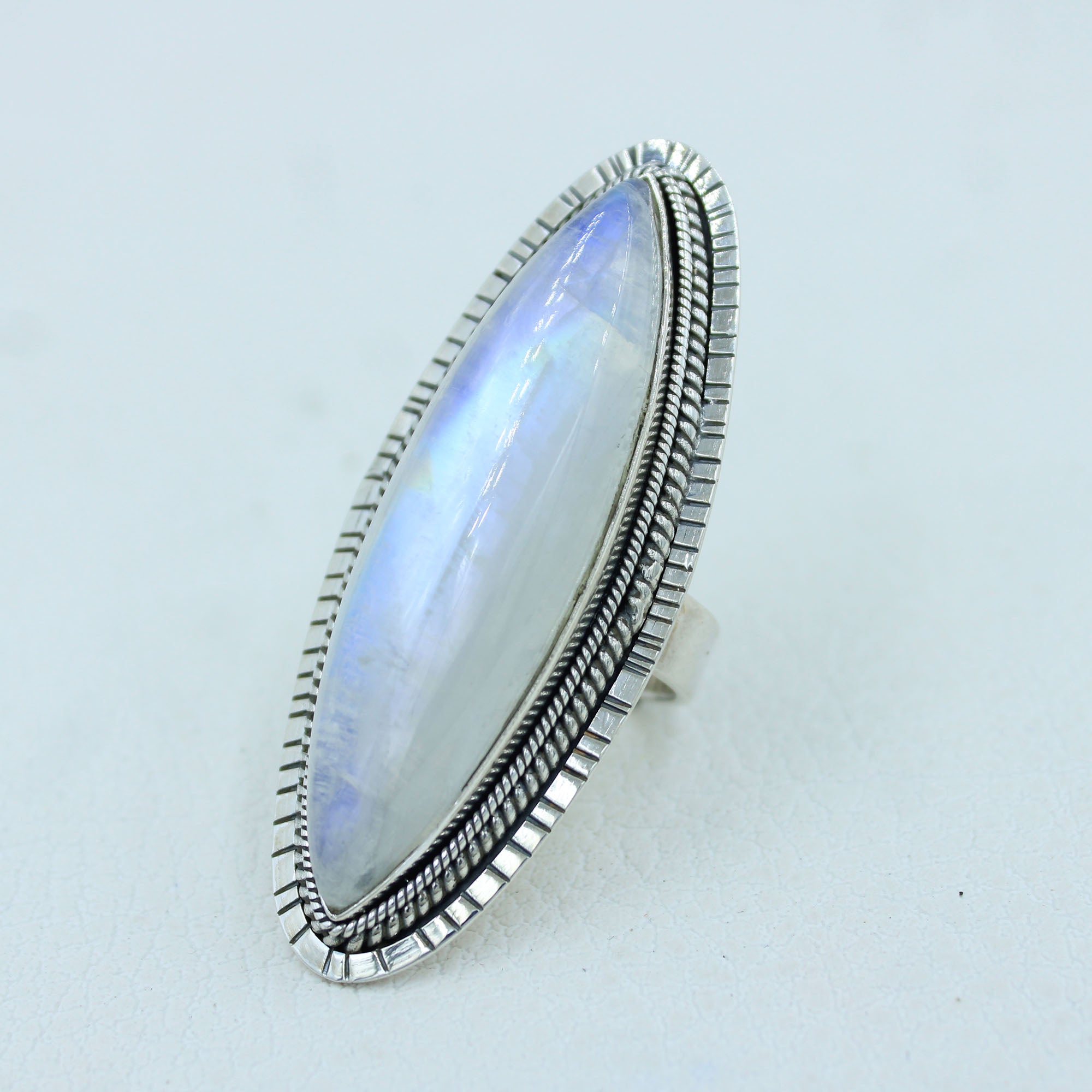 Vibrant flash Moonstone Sterling Silver Ring