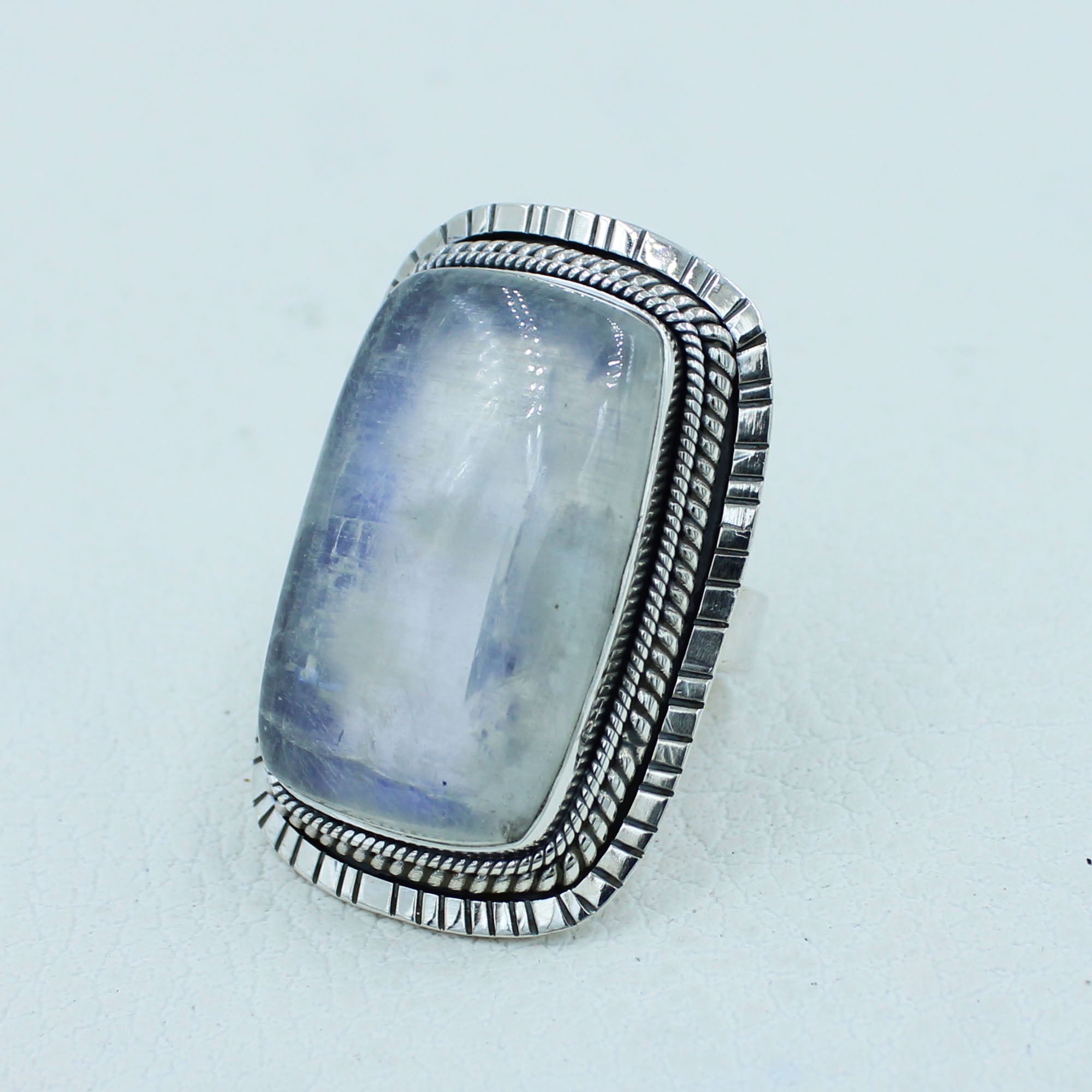 Vibrant flash Moonstone Silver Ring