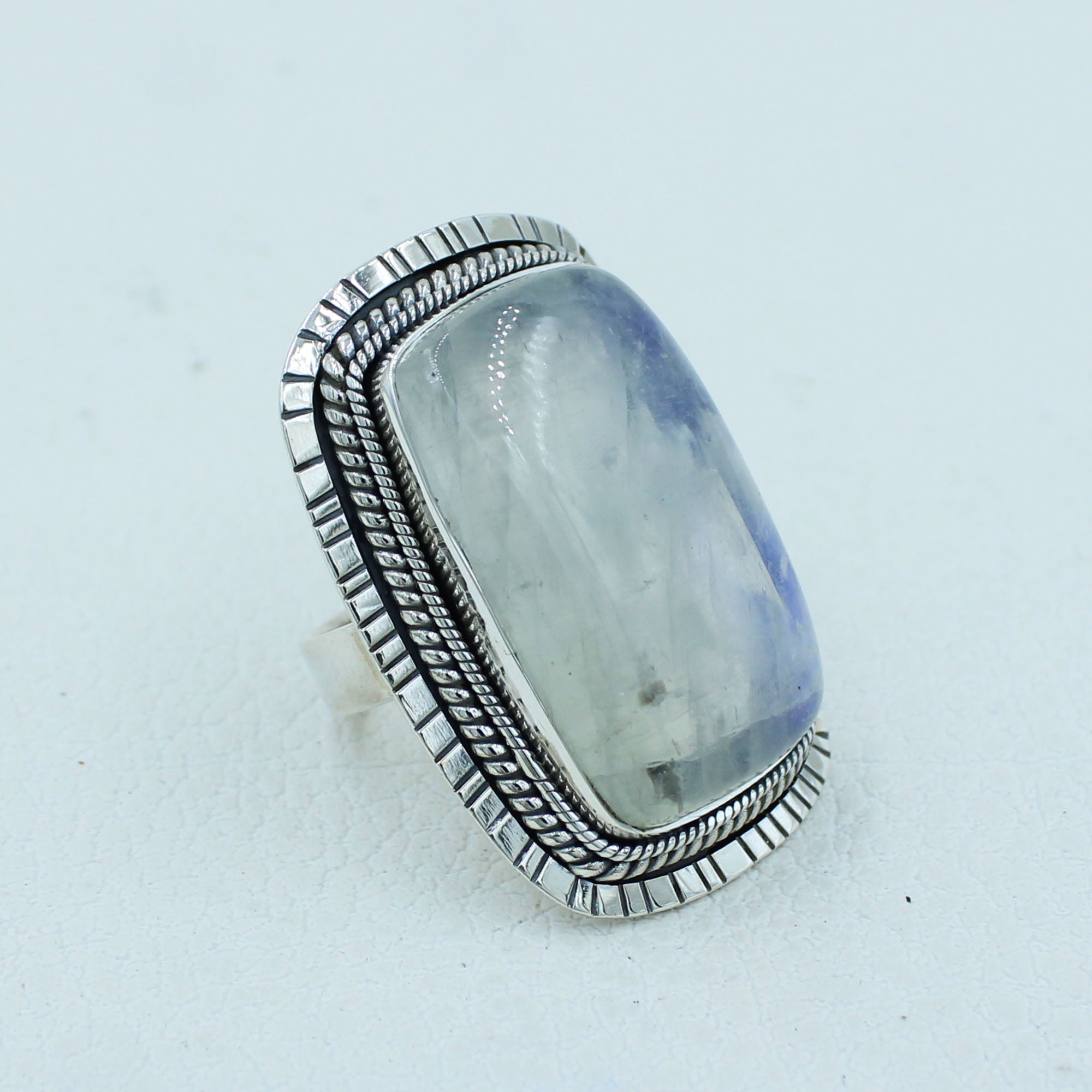 Vibrant flash Moonstone Silver Ring