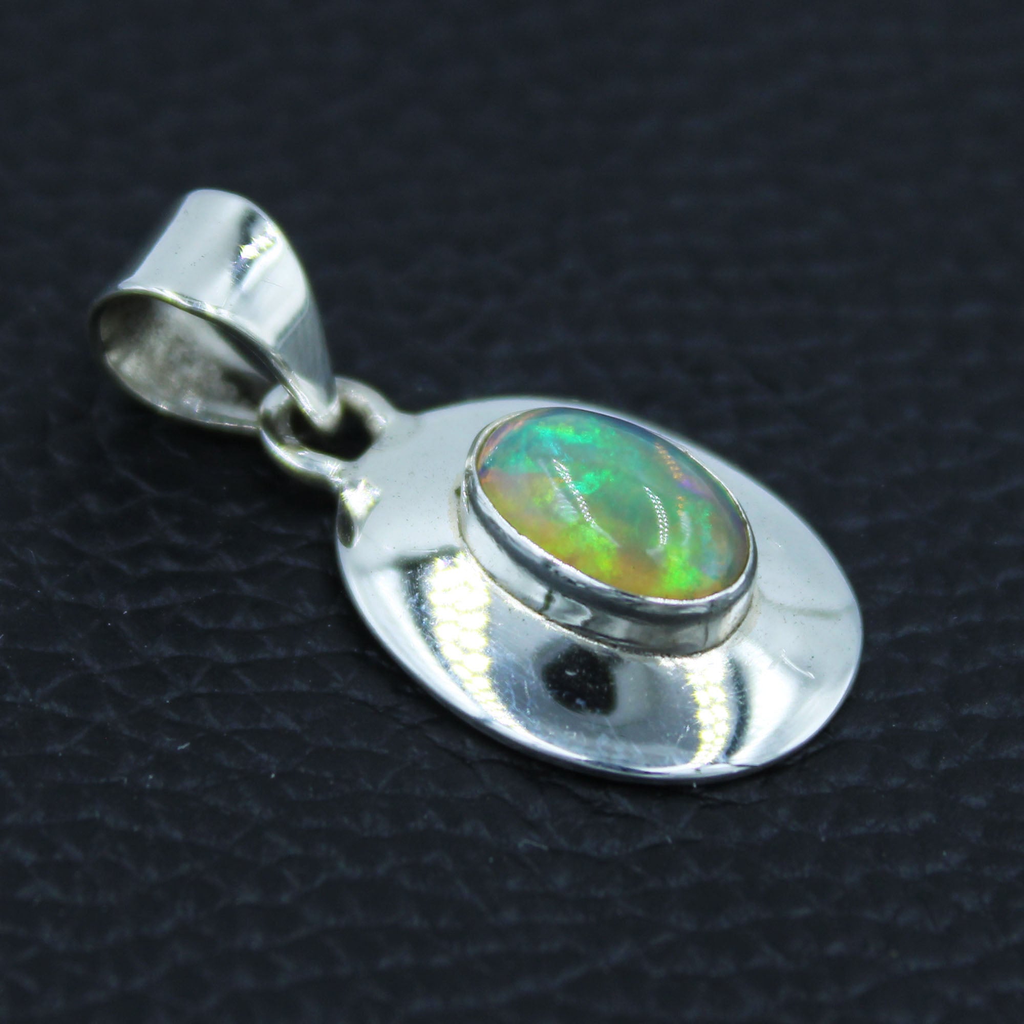 Firey Ethiopian Opal Sterling Silver Pendant - Opal October Birthstone