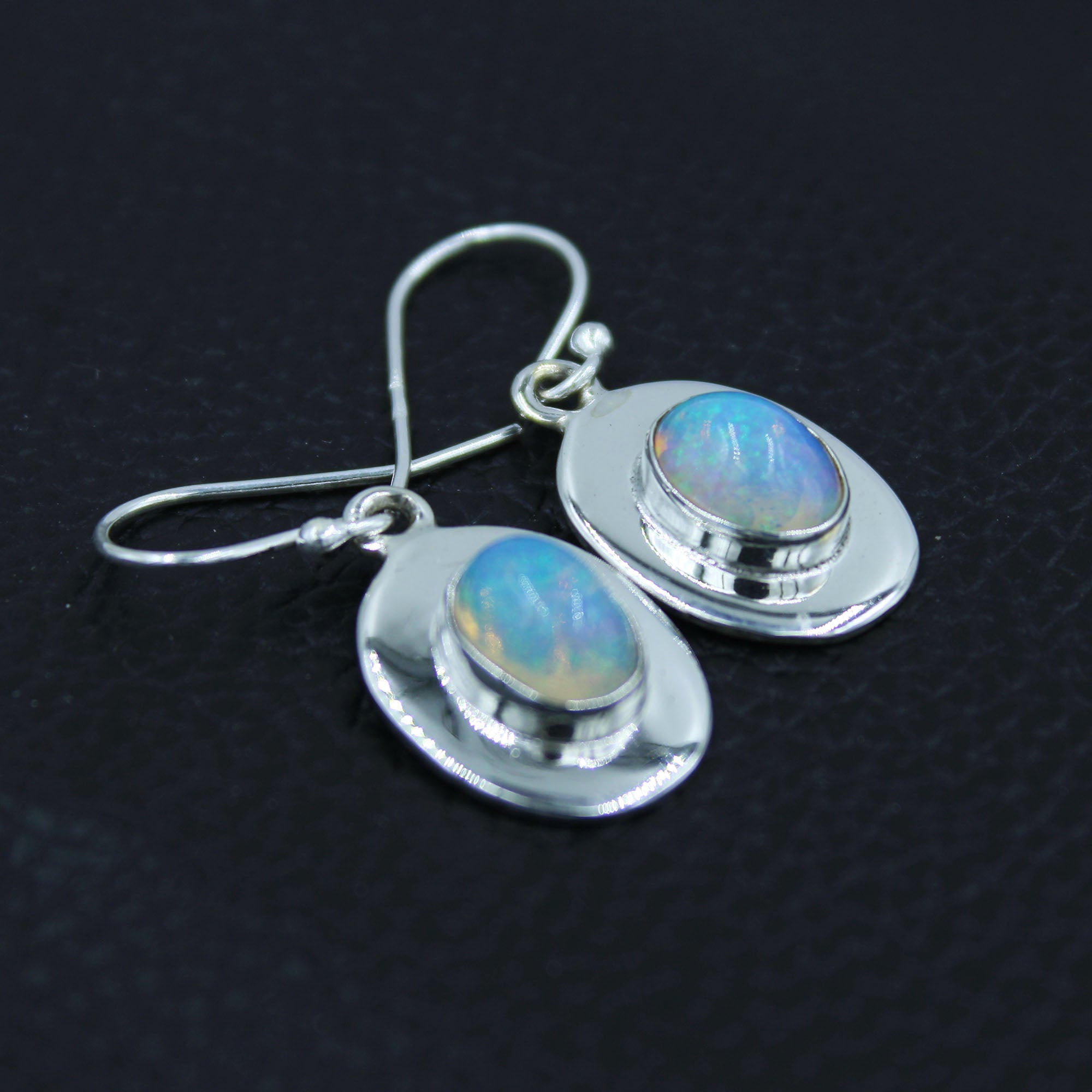 Firey Opal Ethiopian Opal Dangle Earrings