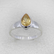 Sterling Silver Pear Cut Yellow Citrine Ring