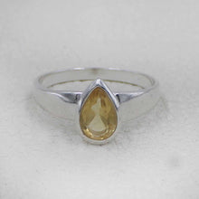 Sterling Silver Pear Cut Yellow Citrine Ring