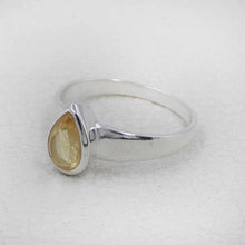 Sterling Silver Pear Cut Yellow Citrine Ring