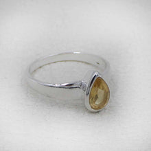 Sterling Silver Pear Cut Yellow Citrine Ring