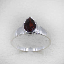 Sterling Silver Pear Cut Garnet Ring