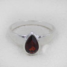 Sterling Silver Pear Cut Garnet Ring