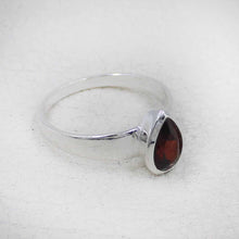 Sterling Silver Pear Cut Garnet Ring