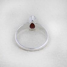 Sterling Silver Pear Cut Garnet Ring
