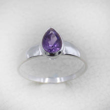 Sterling Silver Pear Cut Amethyst Ring