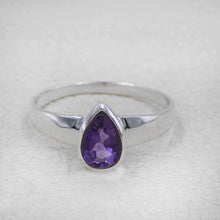 Sterling Silver Pear Cut Amethyst Ring