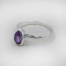 Sterling Silver Pear Cut Amethyst Ring