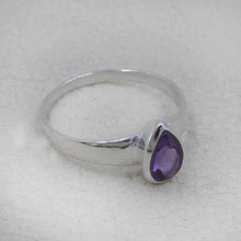 Sterling Silver Pear Cut Amethyst Ring