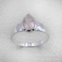Sterling Silver Pear Cut Rose Quartz Ring