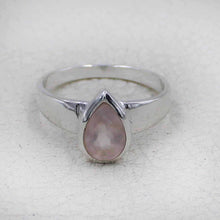 Sterling Silver Pear Cut Rose Quartz Ring