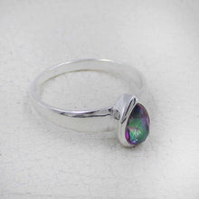 Sterling Silver Pear Cut Mystic Quartz Ring
