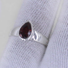 Sterling Silver Pear Cut Garnet Ring