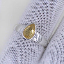 Sterling Silver Pear Cut Yellow Citrine Ring