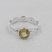 Citrine Stone Ring for Women – Handmade Silver Twist Band