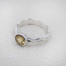 Citrine Stone Ring for Women – Handmade Silver Twist Band