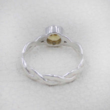 Citrine Stone Ring for Women – Handmade Silver Twist Band