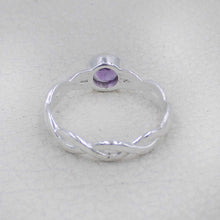 Amethyst Stone Ring for Women – Handmade Silver Twist Band