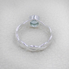 Blue Topaz Stone Ring for Women – Handmade Silver Twist Band