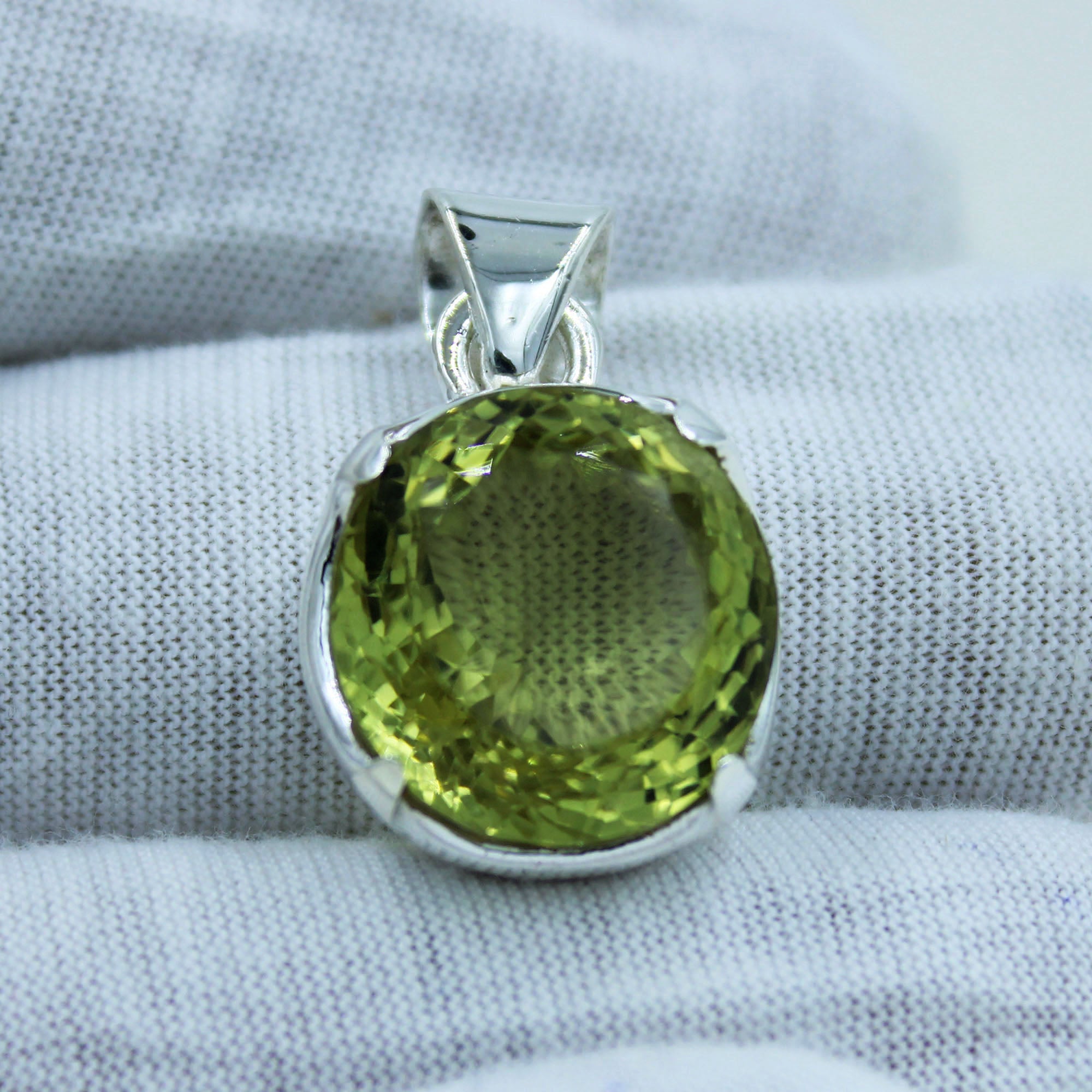 Lemon Quartz Sterling Silver Pendant