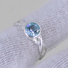 Blue Topaz Stone Ring for Women – Handmade Silver Twist Band