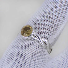 Citrine Stone Ring for Women – Handmade Silver Twist Band
