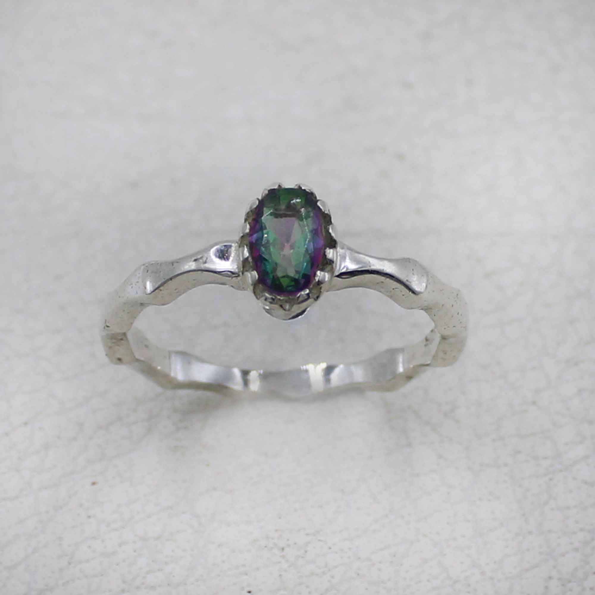 Artisan Sterling Mystic Quartz Oval Stone Ring