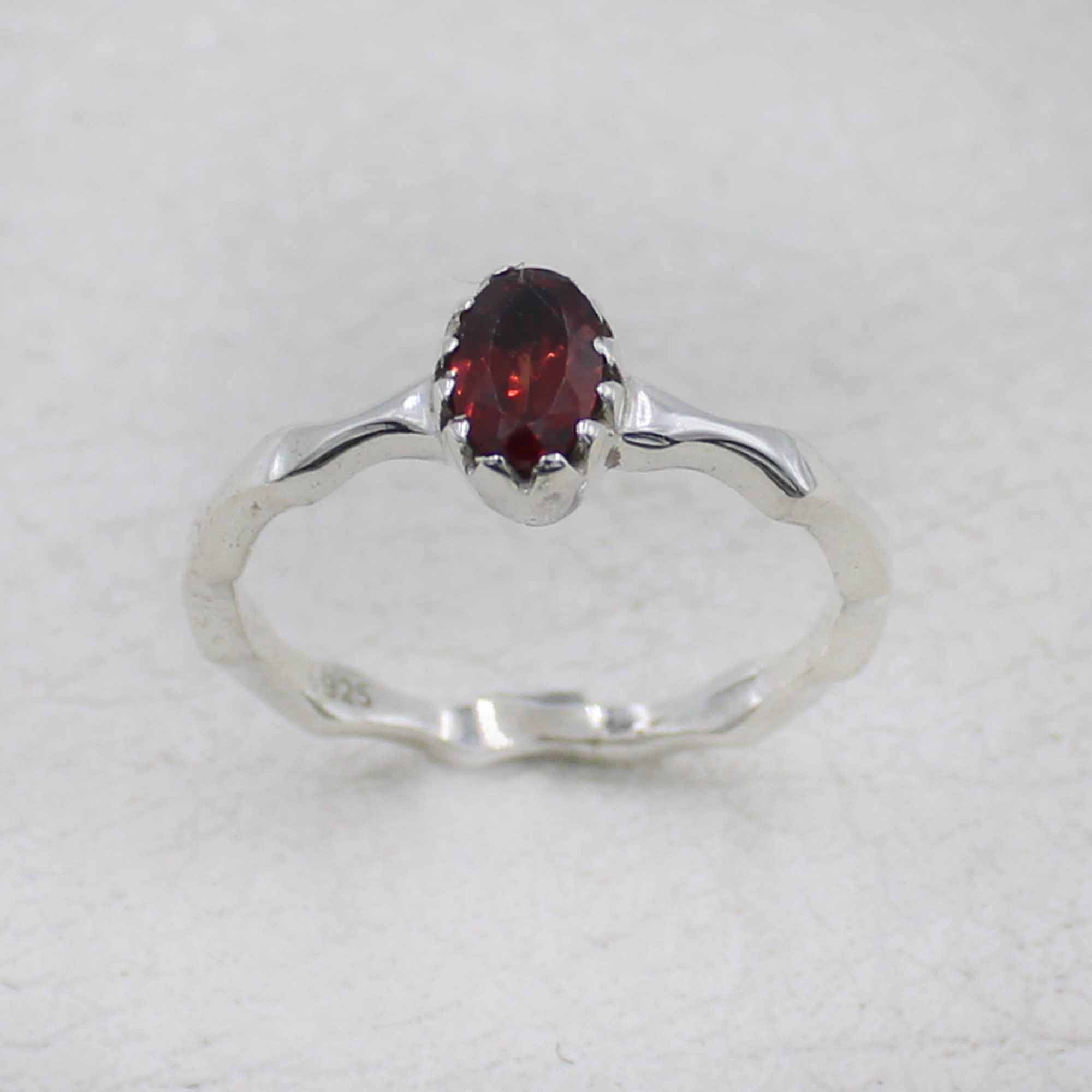 Artisan Sterling Garnet  Oval Stone Ring