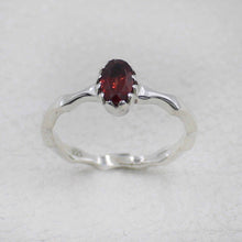 Artisan Sterling Garnet  Oval Stone Ring