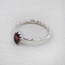 Artisan Sterling Garnet  Oval Stone Ring