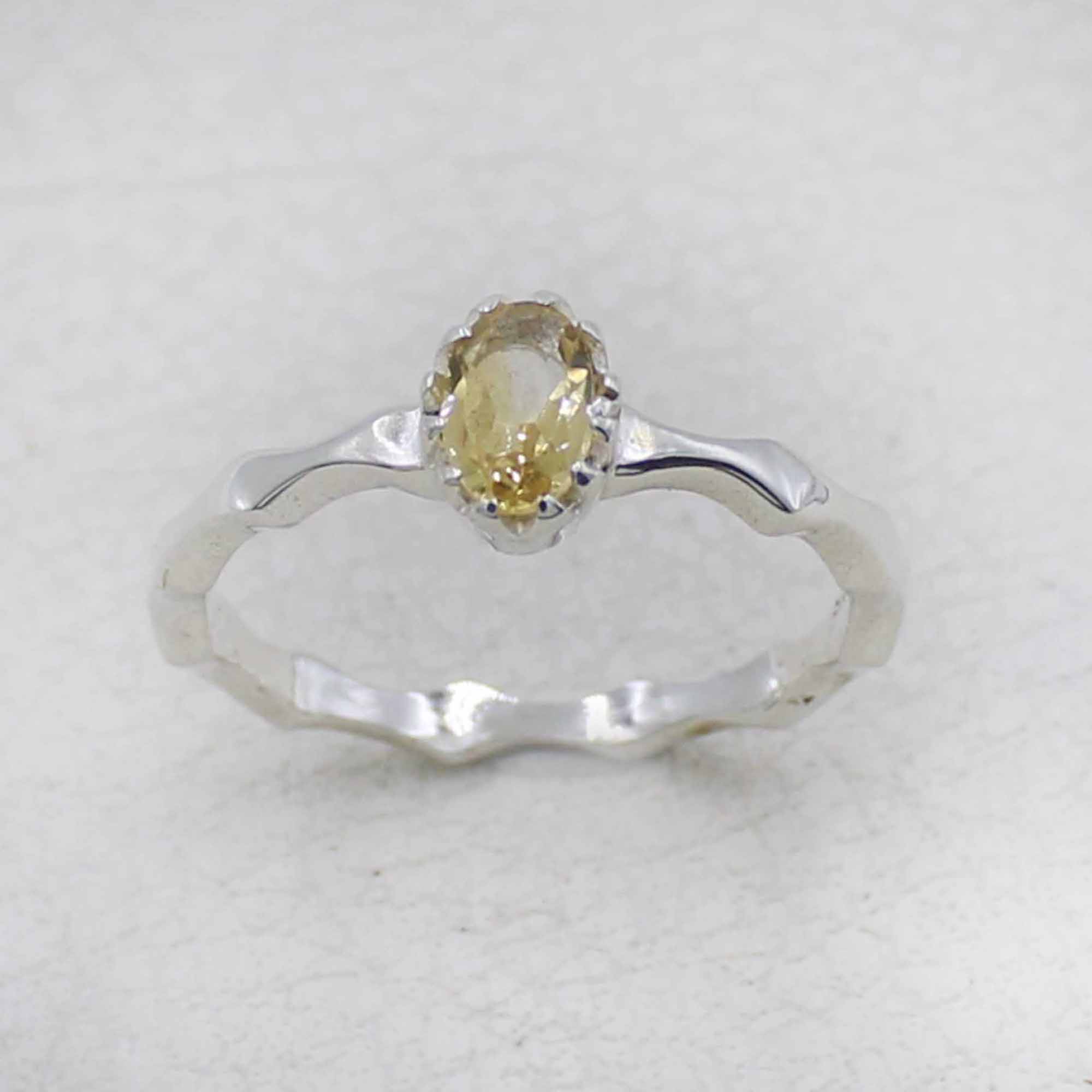 Artisan Sterling Citrine Oval Stone Ring
