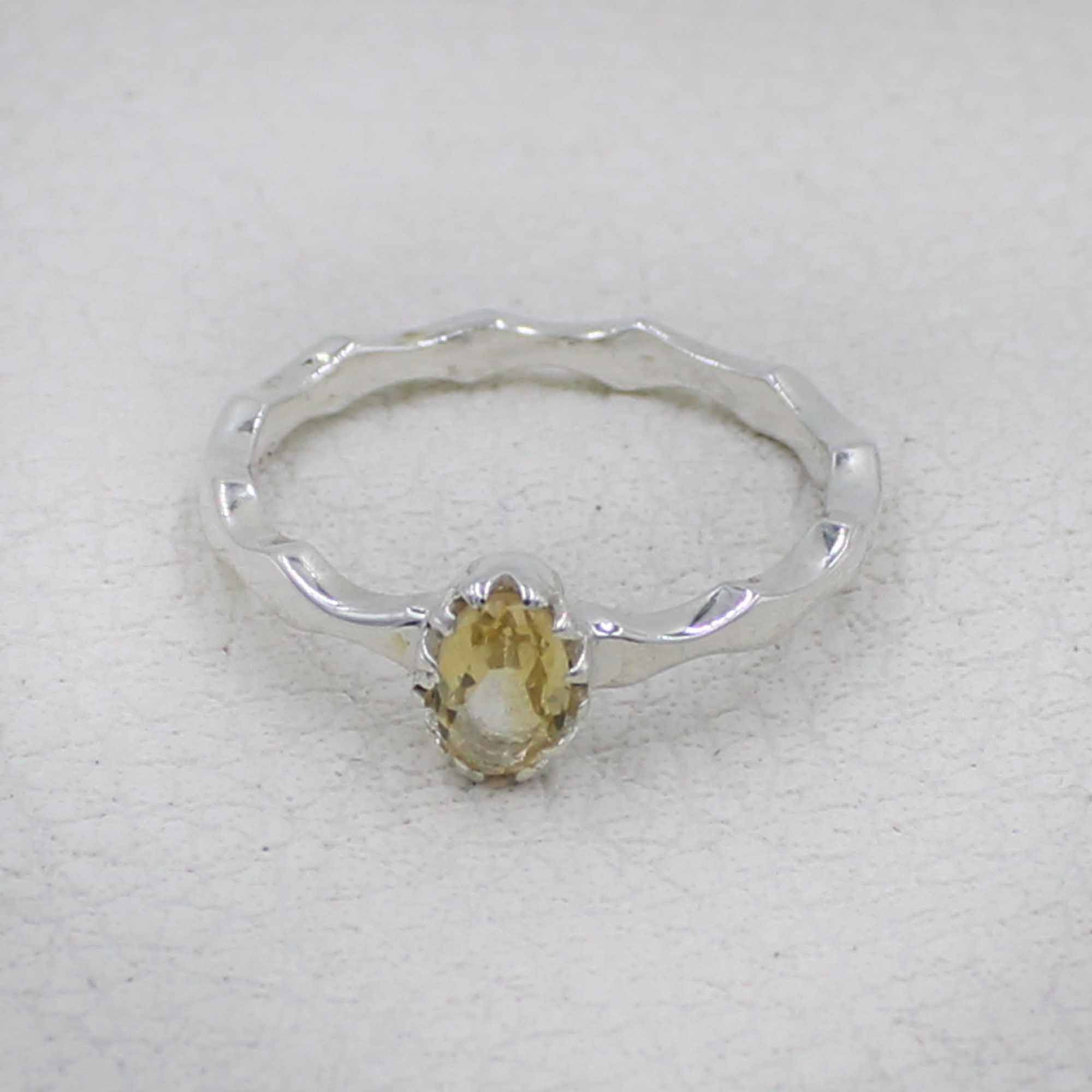 Artisan Sterling Citrine Oval Stone Ring