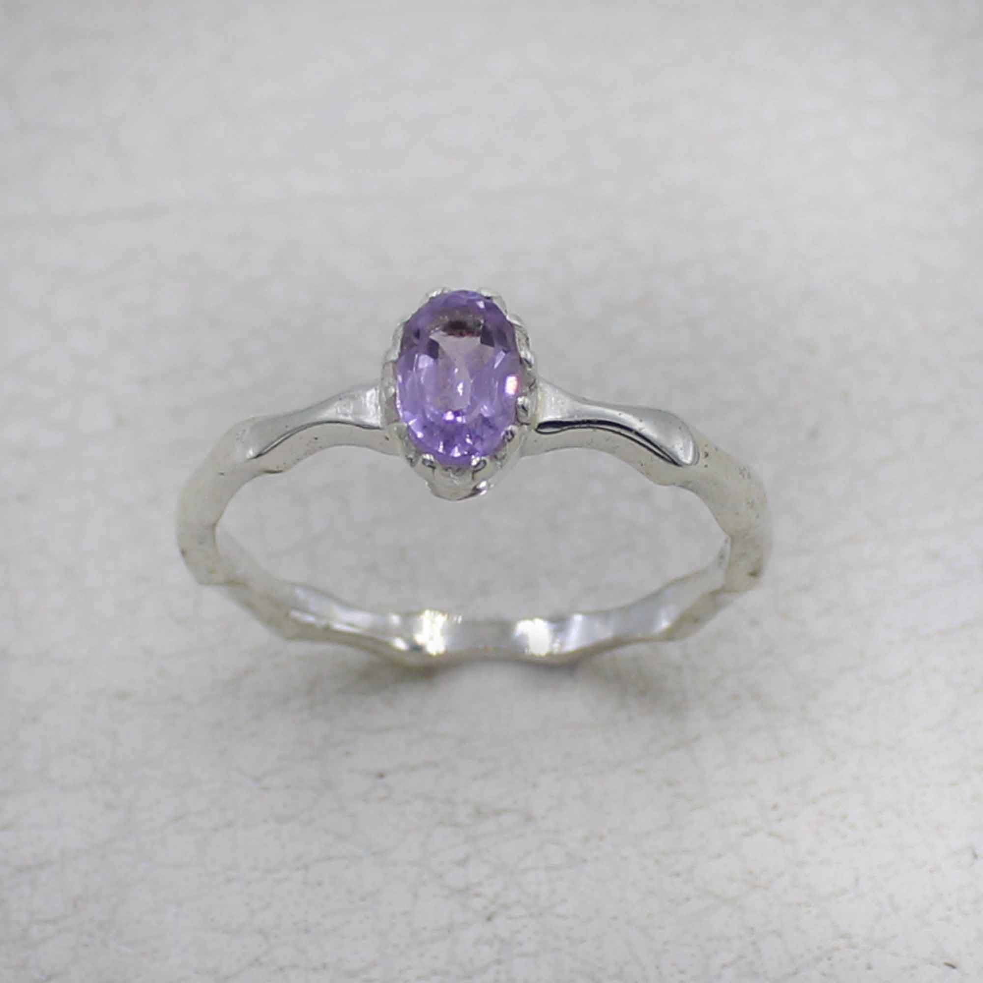 Artisan Sterling Amethyst Oval Stone Ring