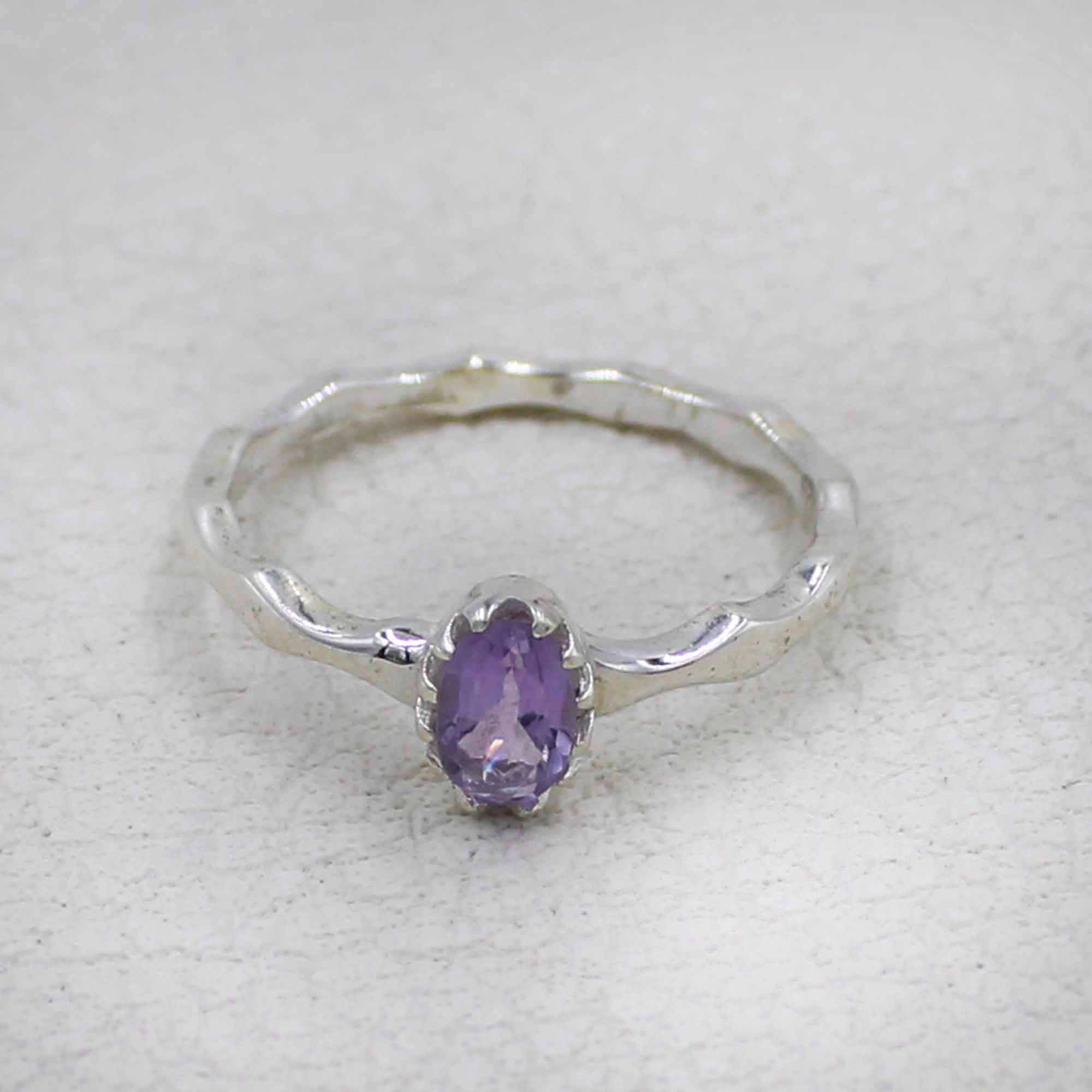 Artisan Sterling Amethyst Oval Stone Ring