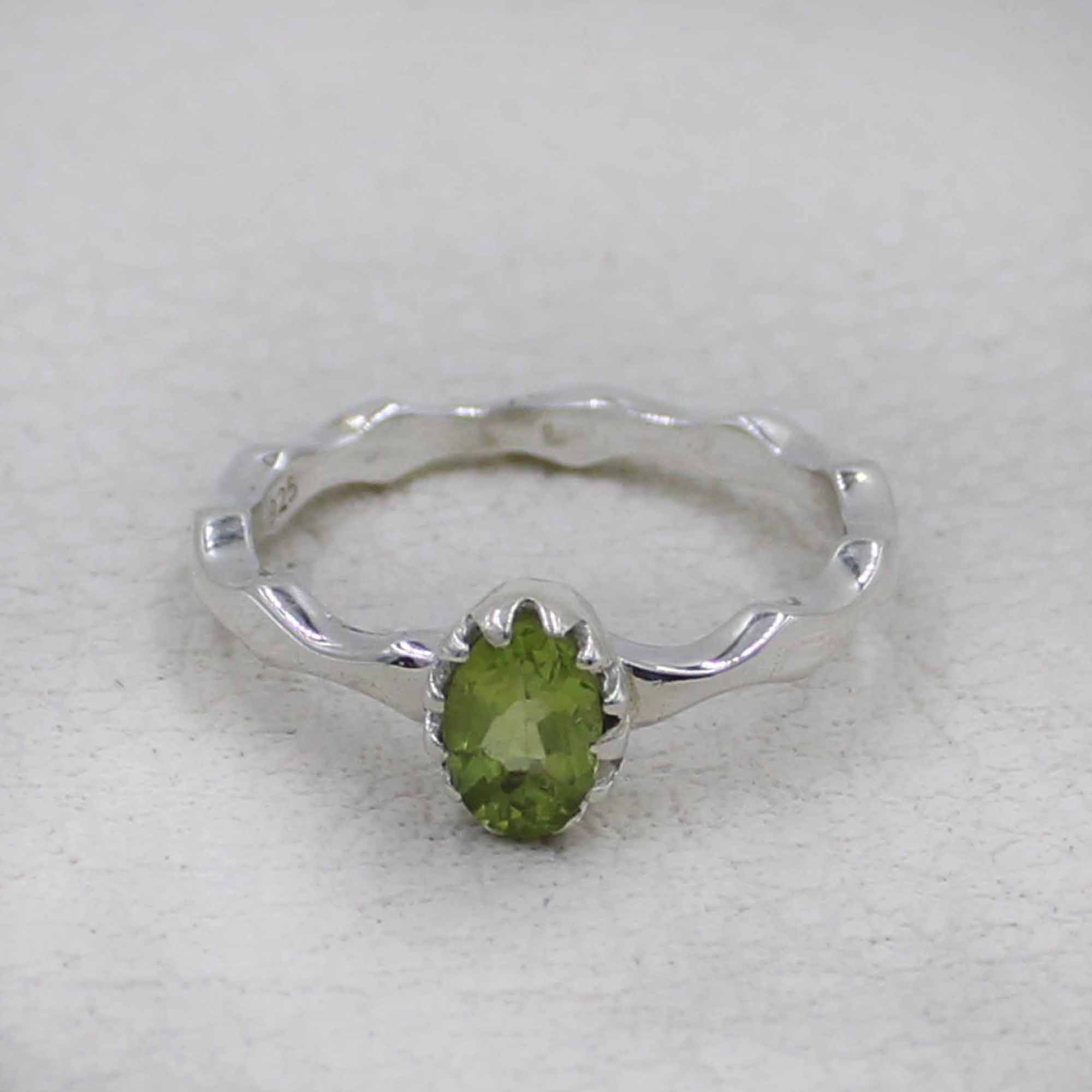 Artisan Sterling Peridot Oval Stone Ring