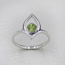 Peridot Birthstone Lotus Ring – Silver Boho Jewelry