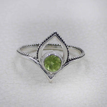 Peridot Birthstone Lotus Ring – Silver Boho Jewelry