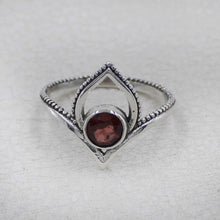 Garnet Birthstone Lotus Ring – Silver Boho Jewelry