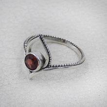 Garnet Birthstone Lotus Ring – Silver Boho Jewelry