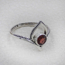 Garnet Birthstone Lotus Ring – Silver Boho Jewelry