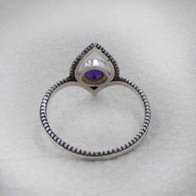 Amethyst Birthstone Lotus Ring – Silver Boho Jewelry