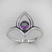 Mystic Quartz Lotus Ring – Silver Boho Jewelry
